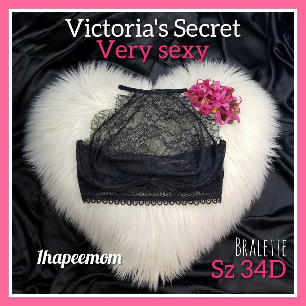 Victoria's Secret Very Sexy 34D Lace Halter Black